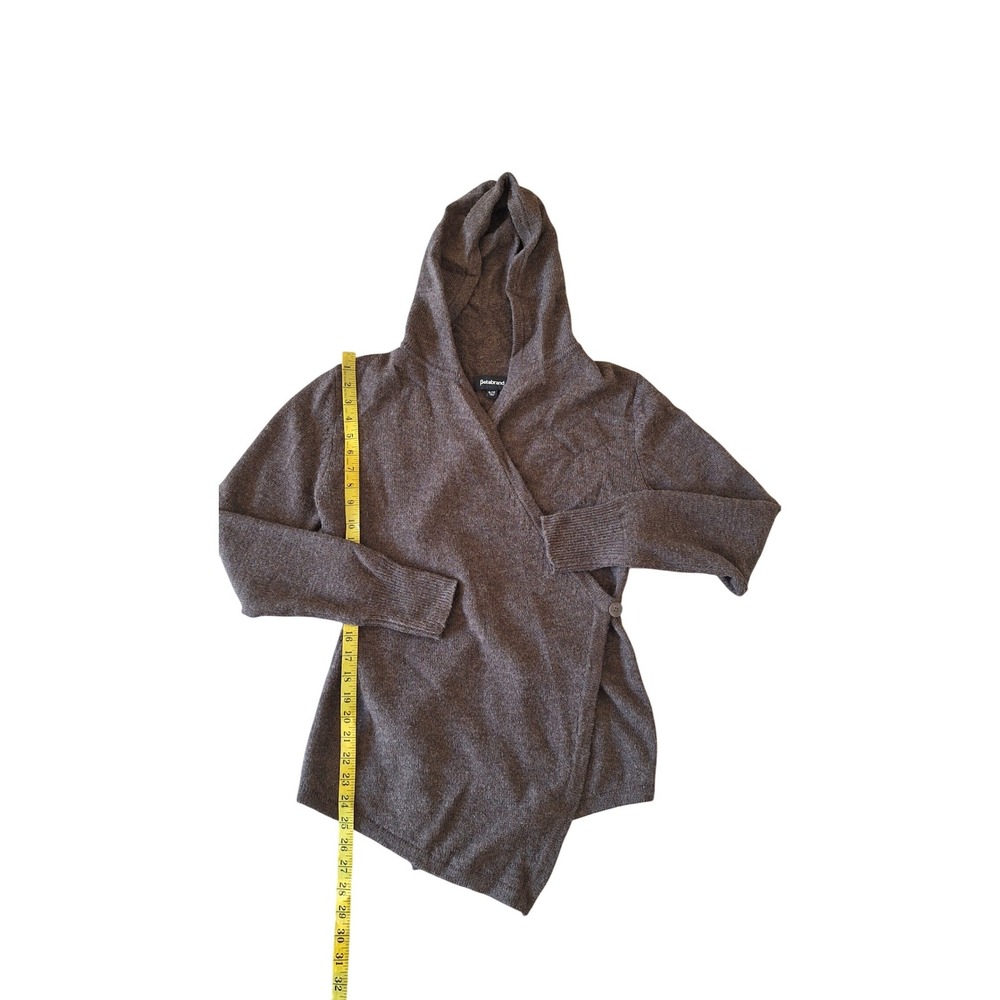 Betabrand Brown Wool Alpaca Wrap Hooded Cardigan Sweater Thumbholes